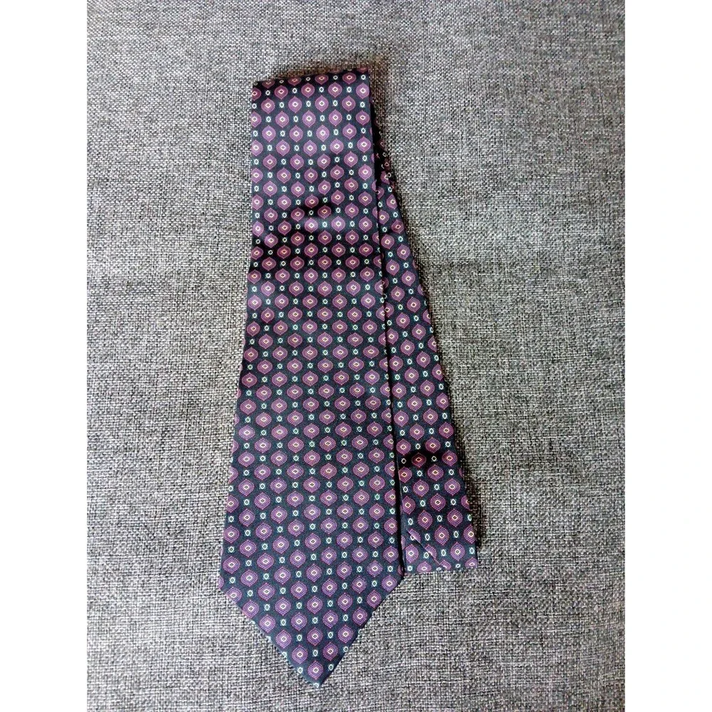Tie 70s 80s 90s Y2K Mens Potomac Collections Silk Black Red Blue 4 Wide 54 Long